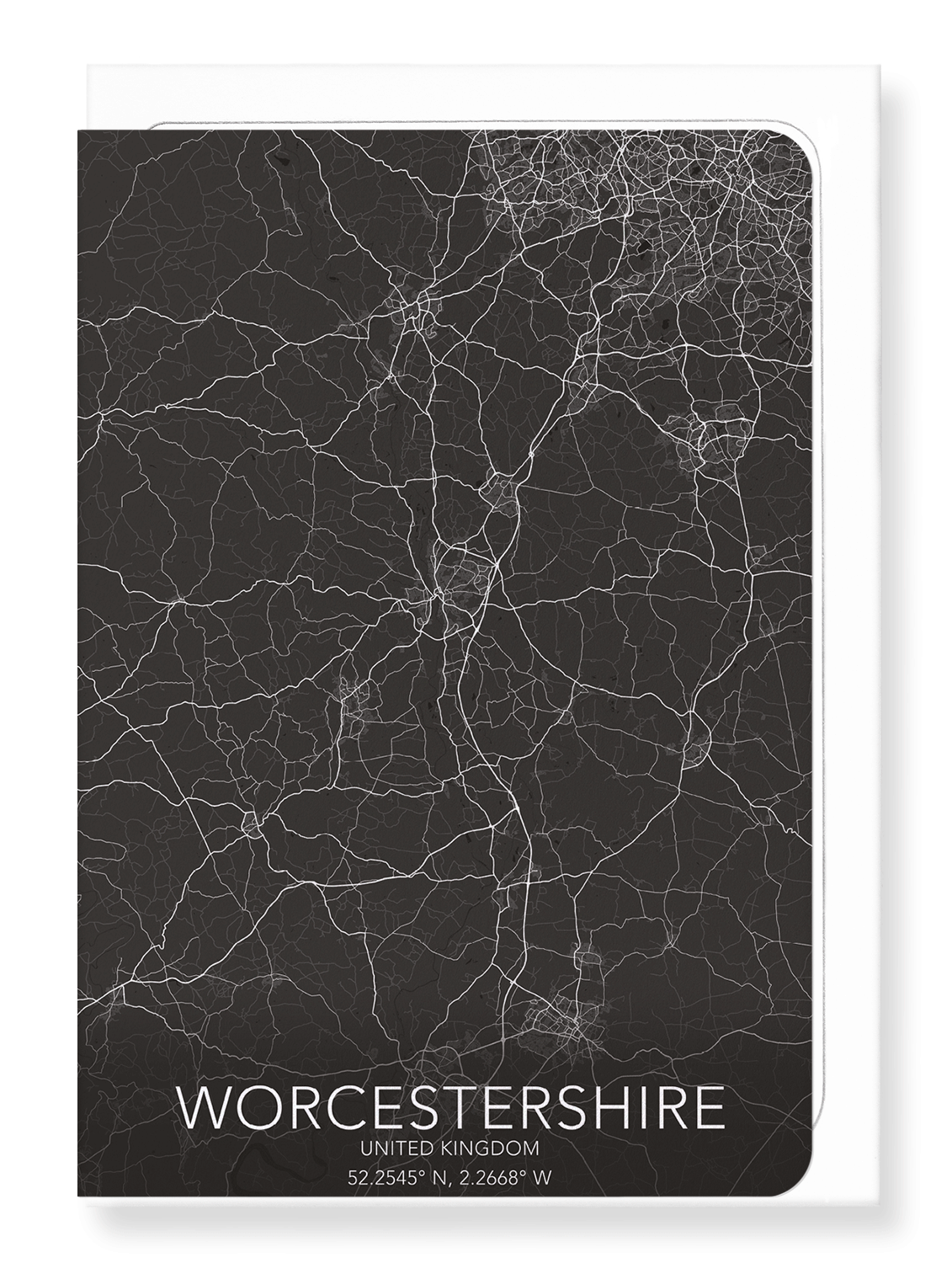 WORCESTERSHIRE FULL MAP: Map Full Greeting Card