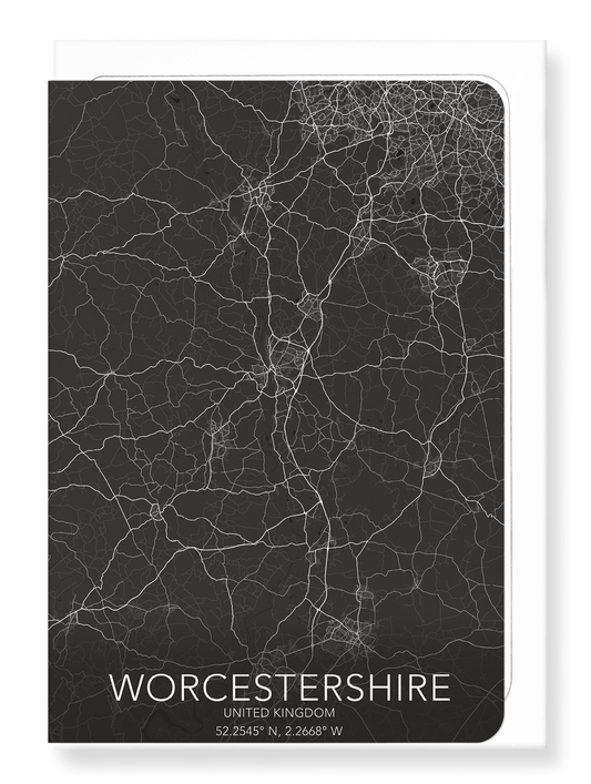 WORCESTERSHIRE FULL MAP: Map Full Greeting Card