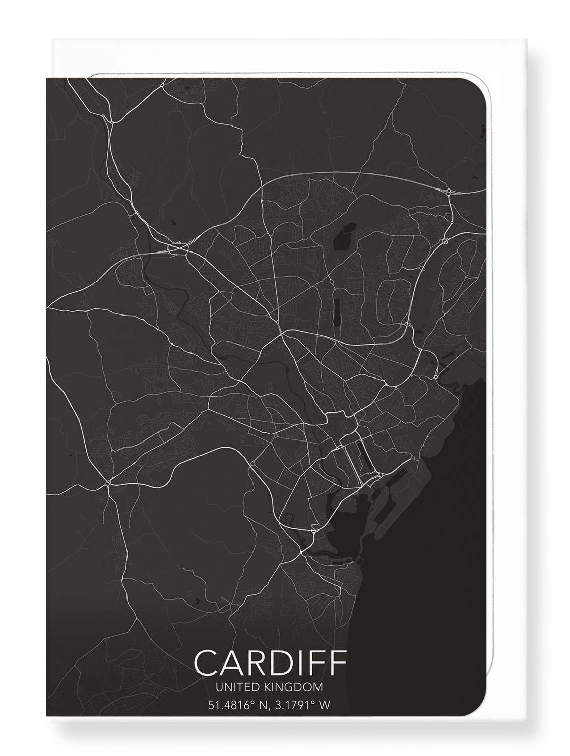 CARDIFF FULL MAP: Map Full Greeting Card