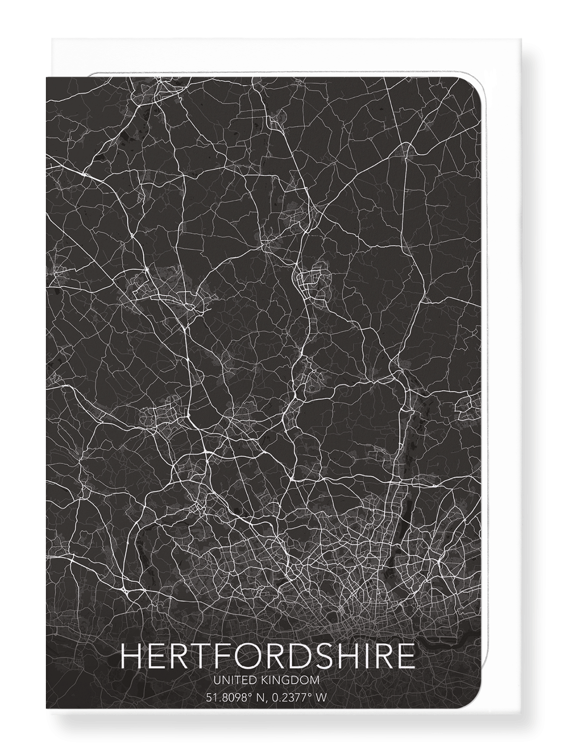 HERTFORDSHIRE FULL MAP: Map Full Greeting Card