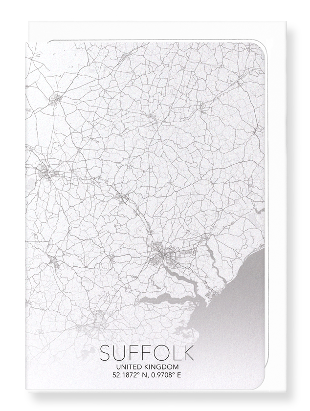 SUFFOLK FULL MAP: Map Full Greeting Card