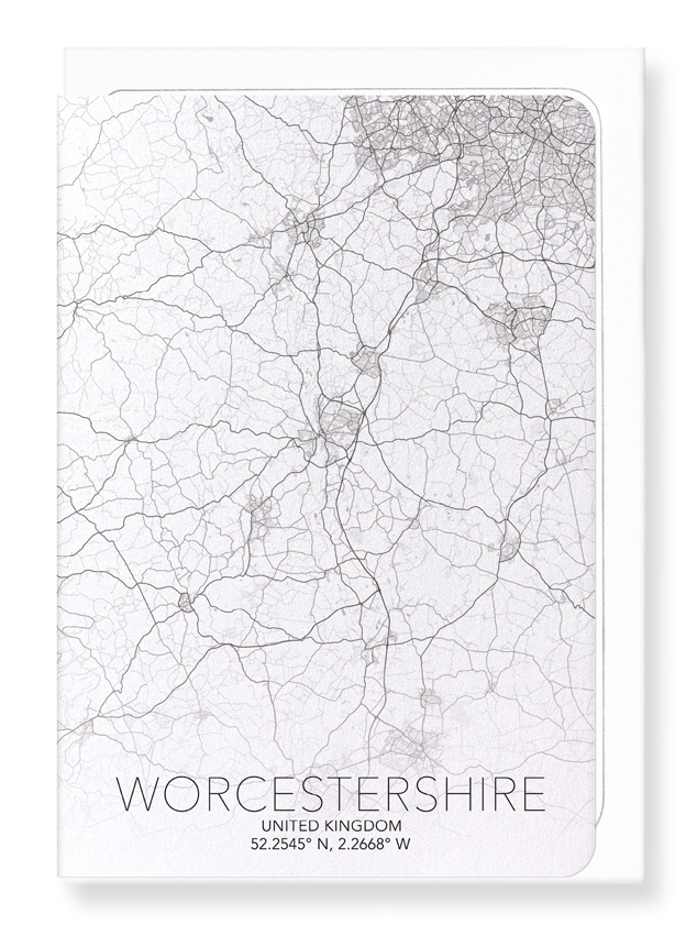 WORCESTERSHIRE FULL MAP: Map Full Greeting Card