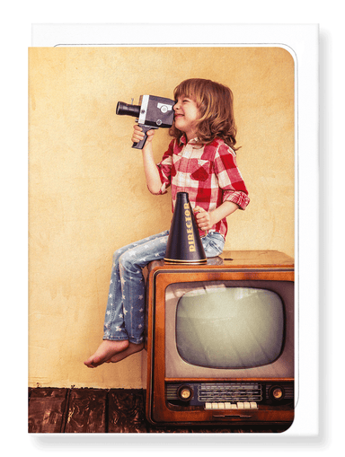 Ezen Designs - Kid and camcorder - Greeting Card - Front
