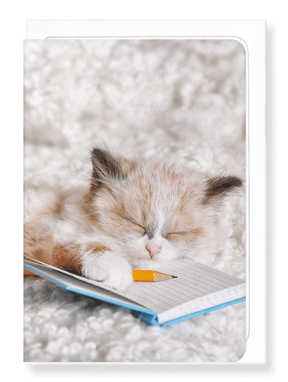 Ezen Designs - Kitten and notebook - Greeting Card - Front