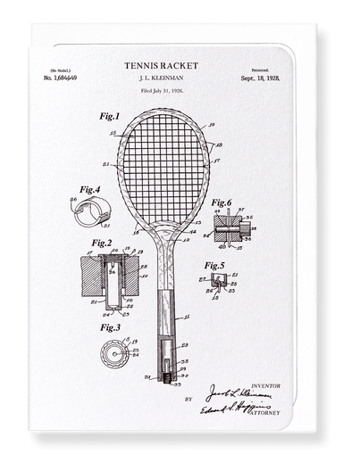 Ezen Designs - Patent of tennis racket (1928) - Greeting Card - Front