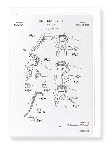 Ezen Designs - Patent of bottle opener (1939) - Greeting Card - Front