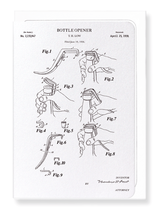 Ezen Designs - Patent of bottle opener (1939) - Greeting Card - Front