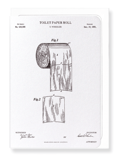 Ezen Designs - Patent of toilet paper roll (1891) - Greeting Card - Front