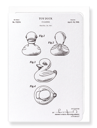 Ezen Designs - Patent of toy duck (1949) - Greeting Card - Front