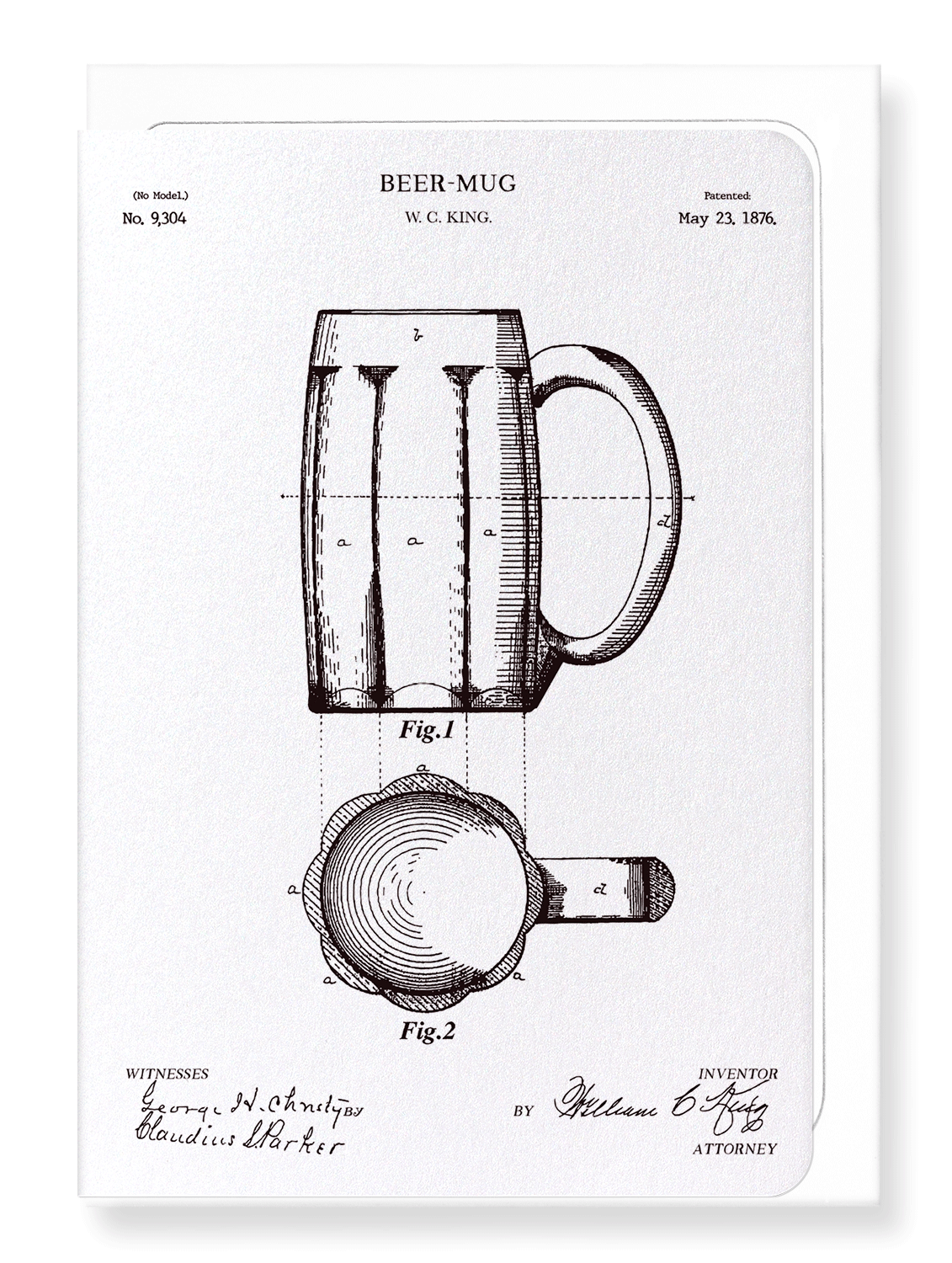 Ezen Designs - Patent of beer-mug (1876) - Greeting Card - Front