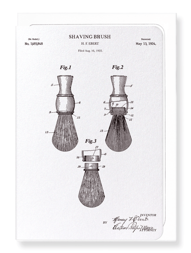 Ezen Designs - Patent of shaving brush (1924) - Greeting Card - Front