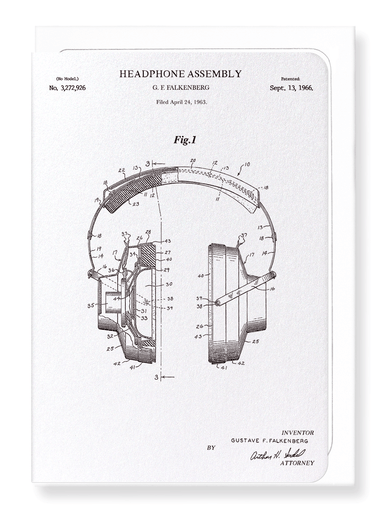 Ezen Designs - Patent of headphone (1966) - Greeting Card - Front