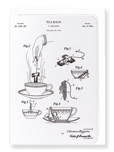 Ezen Designs - Patent of tea bags (1934) - Greeting Card - Front