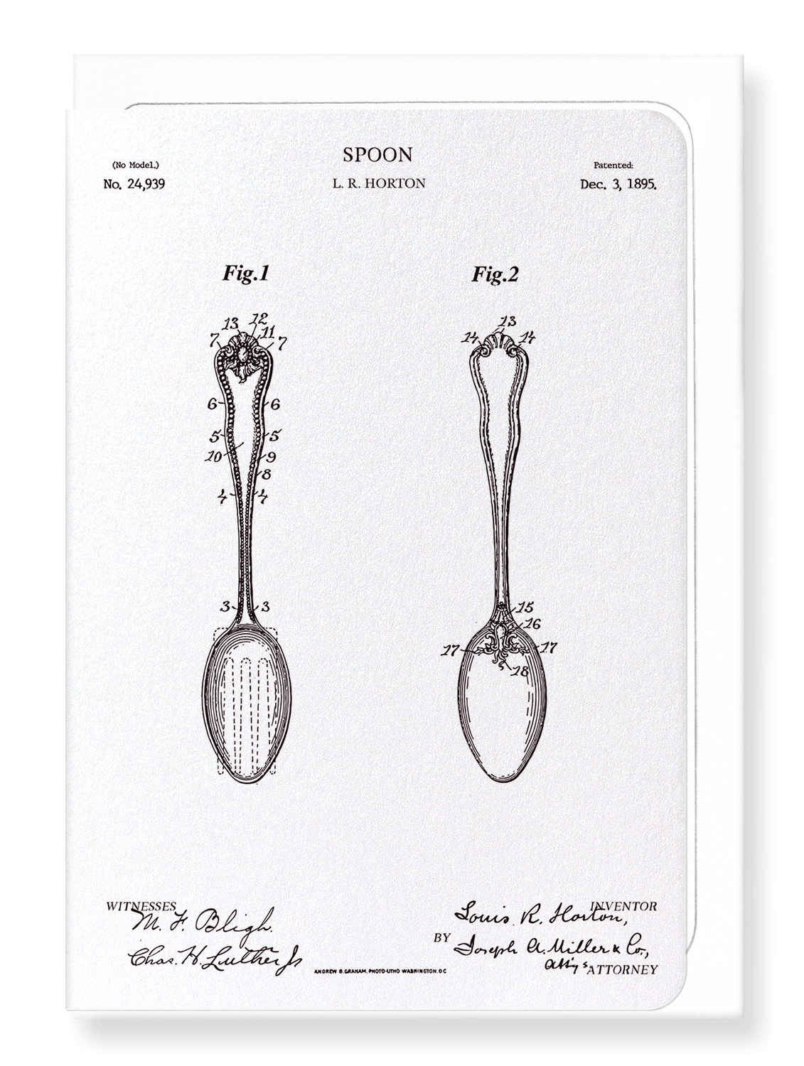 Ezen Designs - Patent of spoon (1895) - Greeting Card - Front
