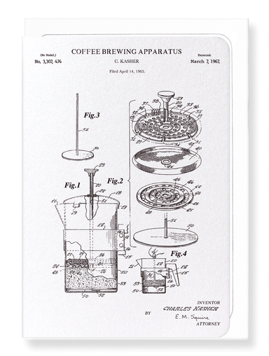 Ezen Designs - Patent of coffee brewing apparatus (1967) - Greeting Card - Front