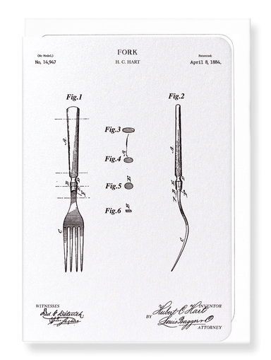 Ezen Designs - Patent of fork (1884) - Greeting Card - Front