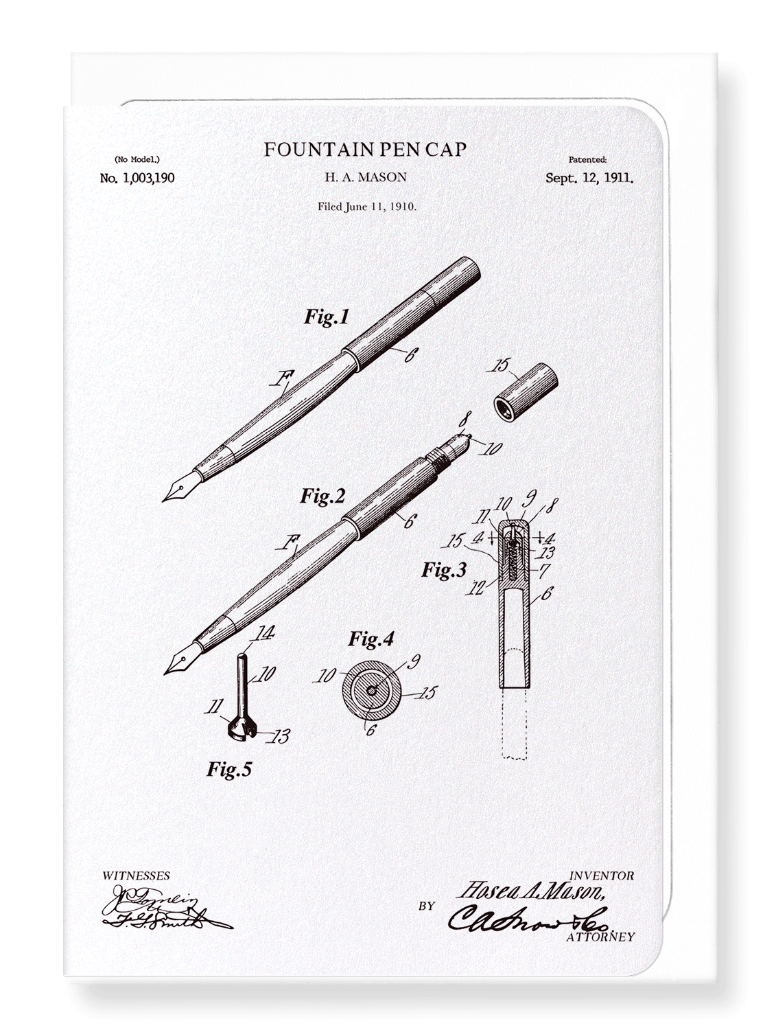 Ezen Designs - Patent of fountain pen cap (1911) - Greeting Card - Front
