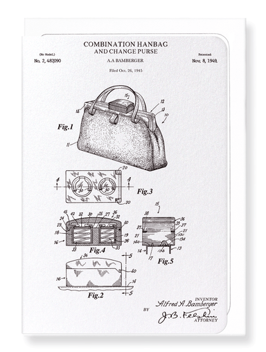 Ezen Designs - Patent of handbag (1949) - Greeting Card - Front