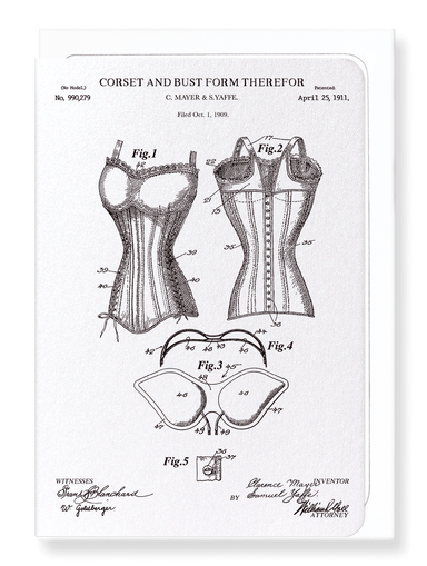 Ezen Designs - Patent of corset and bust (1911) - Greeting Card - Front