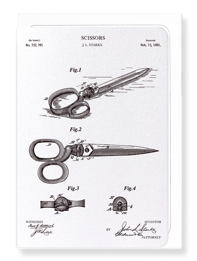Ezen Designs - Patent of scissors (1881) - Greeting Card - Front