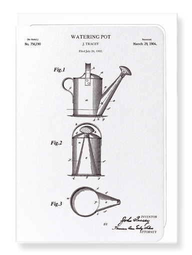 Ezen Designs - Patent of watering pot (1904) - Greeting Card - Front