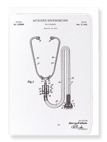 Ezen Designs - Patent of stethoscope (1945) - Greeting Card - Front