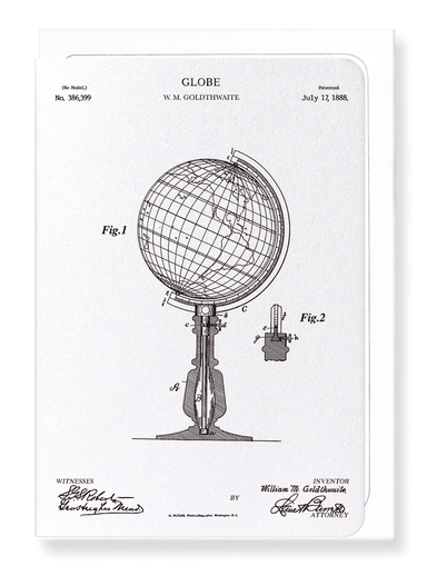 Ezen Designs - Patent of globe (1888) - Greeting Card - Front