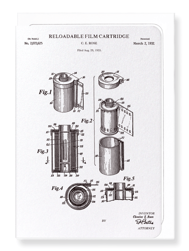 Ezen Designs - Patent of reloadable film (1937) - Greeting Card - Front