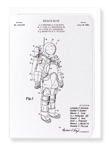 Ezen Designs - Patent of spacesuit (1980) - Greeting Card - Front