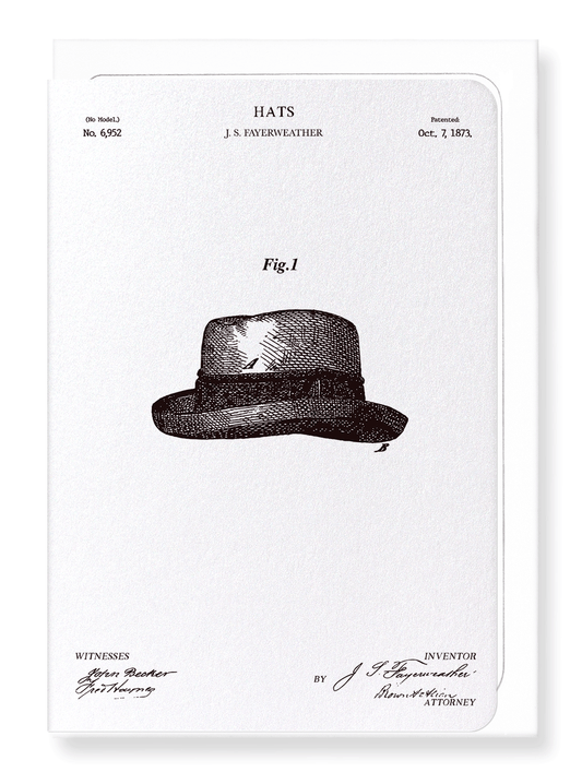 Ezen Designs - Patent of hats (1873) - Greeting Card - Front