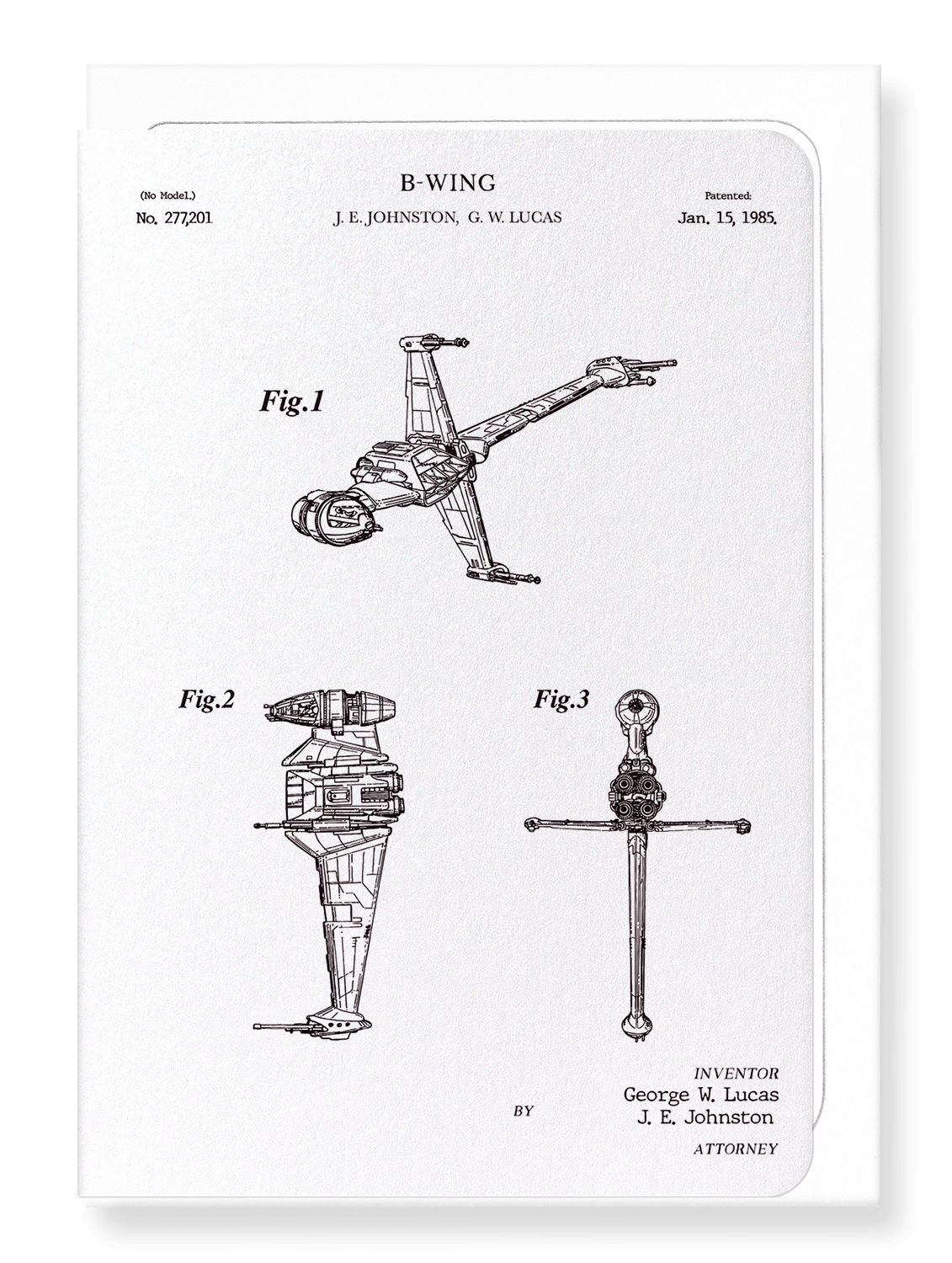 Ezen Designs - Patent of B-wing (1985) - Greeting Card - Front