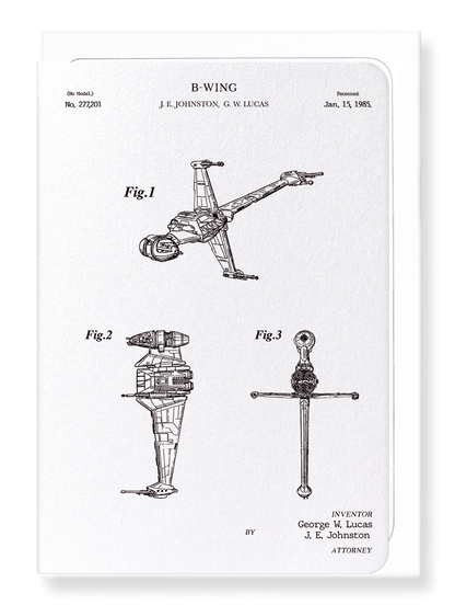 Ezen Designs - Patent of B-wing (1985) - Greeting Card - Front