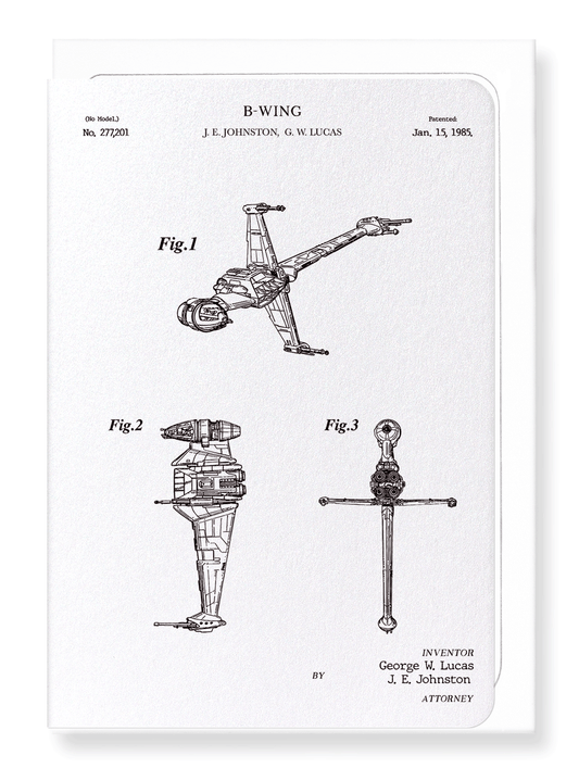 Ezen Designs - Patent of B-wing (1985) - Greeting Card - Front