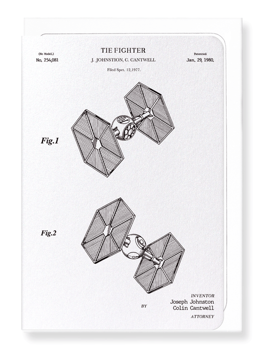 Ezen Designs - Patent of tie fighter (1980) - Greeting Card - Front