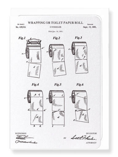 Ezen Designs - Patent of wrapping or toilet paper roll (1891) - Greeting Card - Front