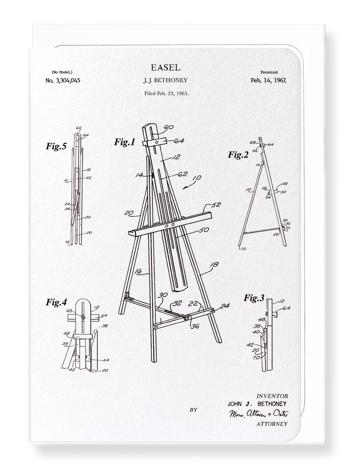 Ezen Designs - Patent of easel (1967) - Greeting Card - Front