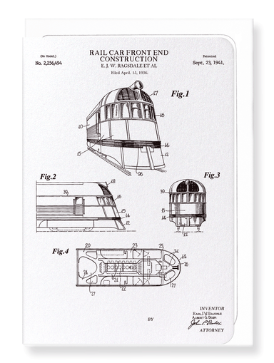 Ezen Designs - Patent of rail car front end construction (1941) - Greeting Card - Front