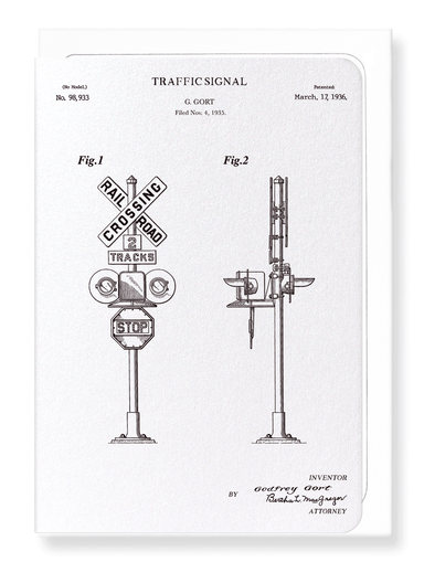 Ezen Designs - Patent of traffic signal (1936) - Greeting Card - Front