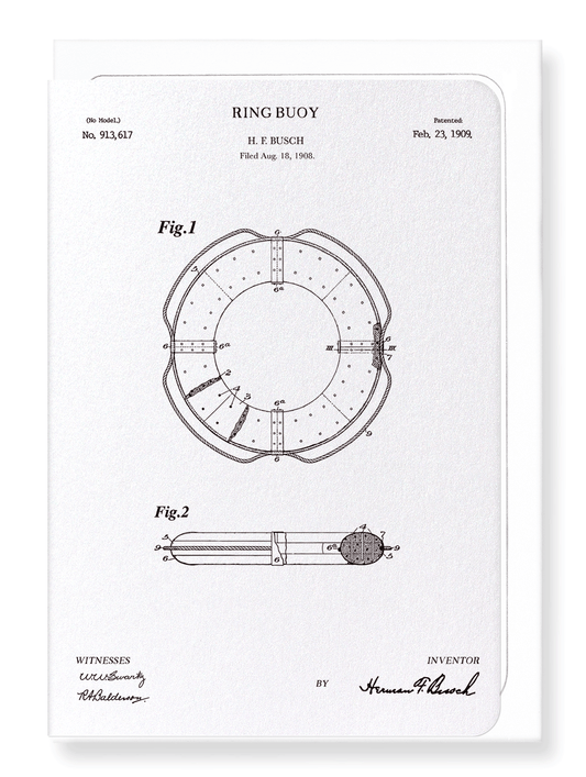 Ezen Designs - Patent of ring buoy (1909) - Greeting Card - Front