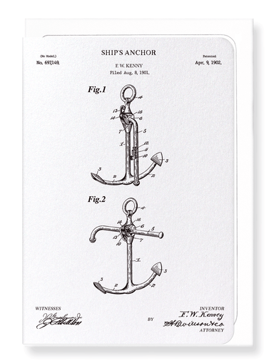 Ezen Designs - Patent of ship's anchor (1902) - Greeting Card - Front