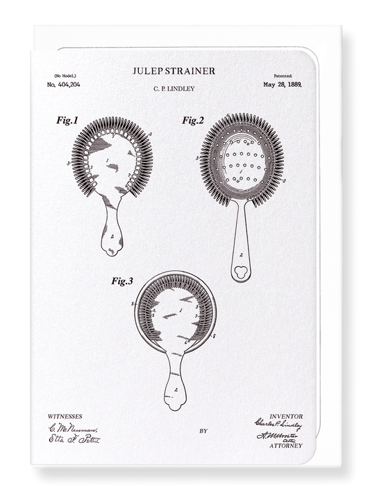 Ezen Designs - Patent of julep strainer (1889) - Greeting Card - Front