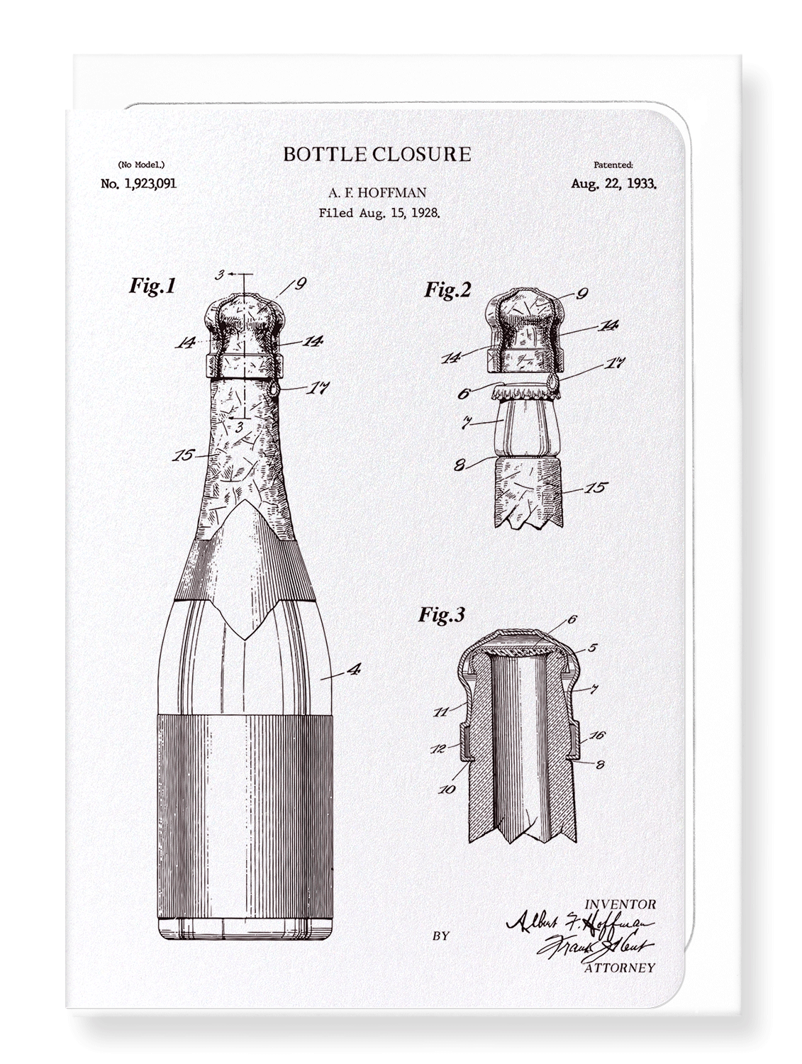 Ezen Designs - Patent of bottle closure (1933) - Greeting Card - Front