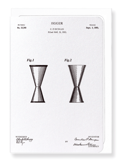 Ezen Designs - Patent of jigger (1893) - Greeting Card - Front