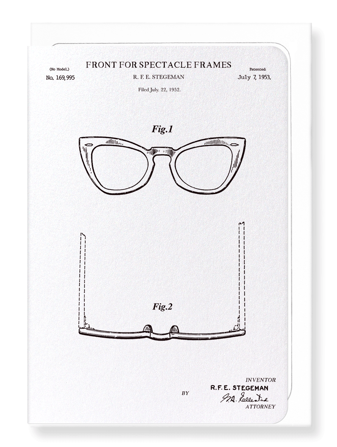 Ezen Designs - Patent of spectacle frames (1953) - Greeting Card - Front