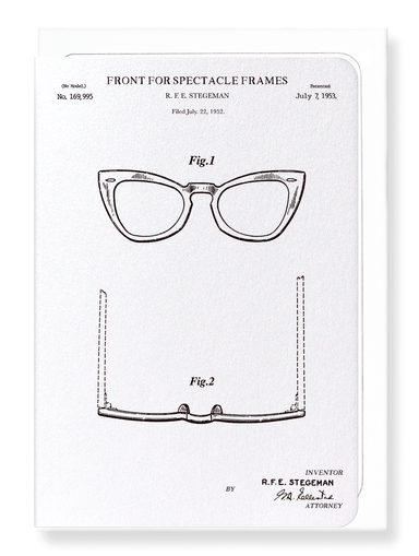 Ezen Designs - Patent of spectacle frames (1953) - Greeting Card - Front
