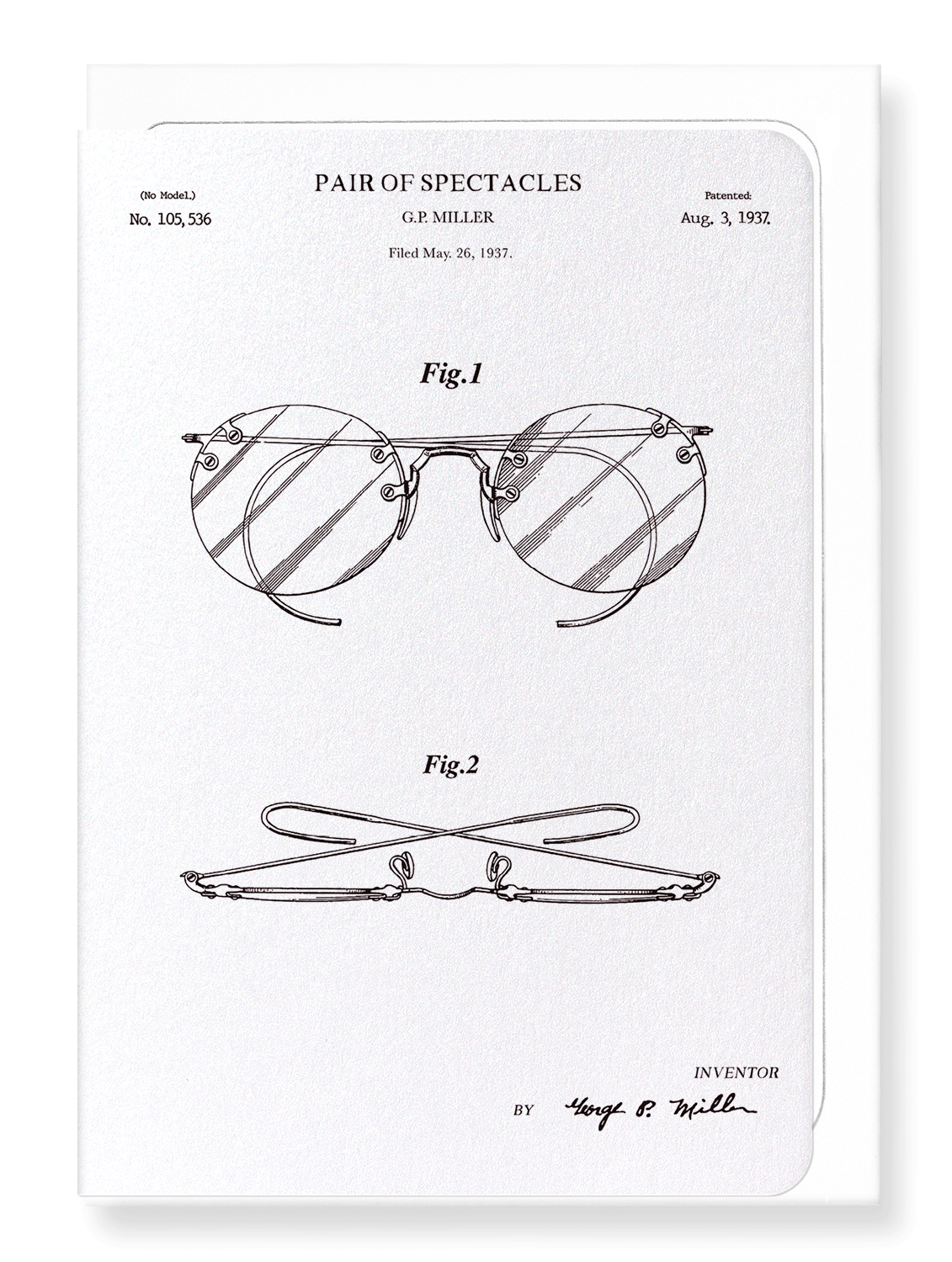 Ezen Designs - Patent of eyeglasses (1908) - Greeting Card - Front