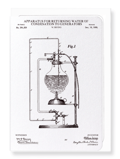 Ezen Designs - Patent of Apparatus for returning water of condensation to generators (1888) - Greeting Card - Front