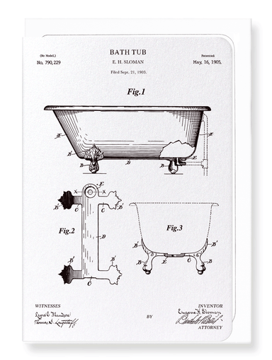 Ezen Designs - Patent of bath tub (1905) - Greeting Card - Front