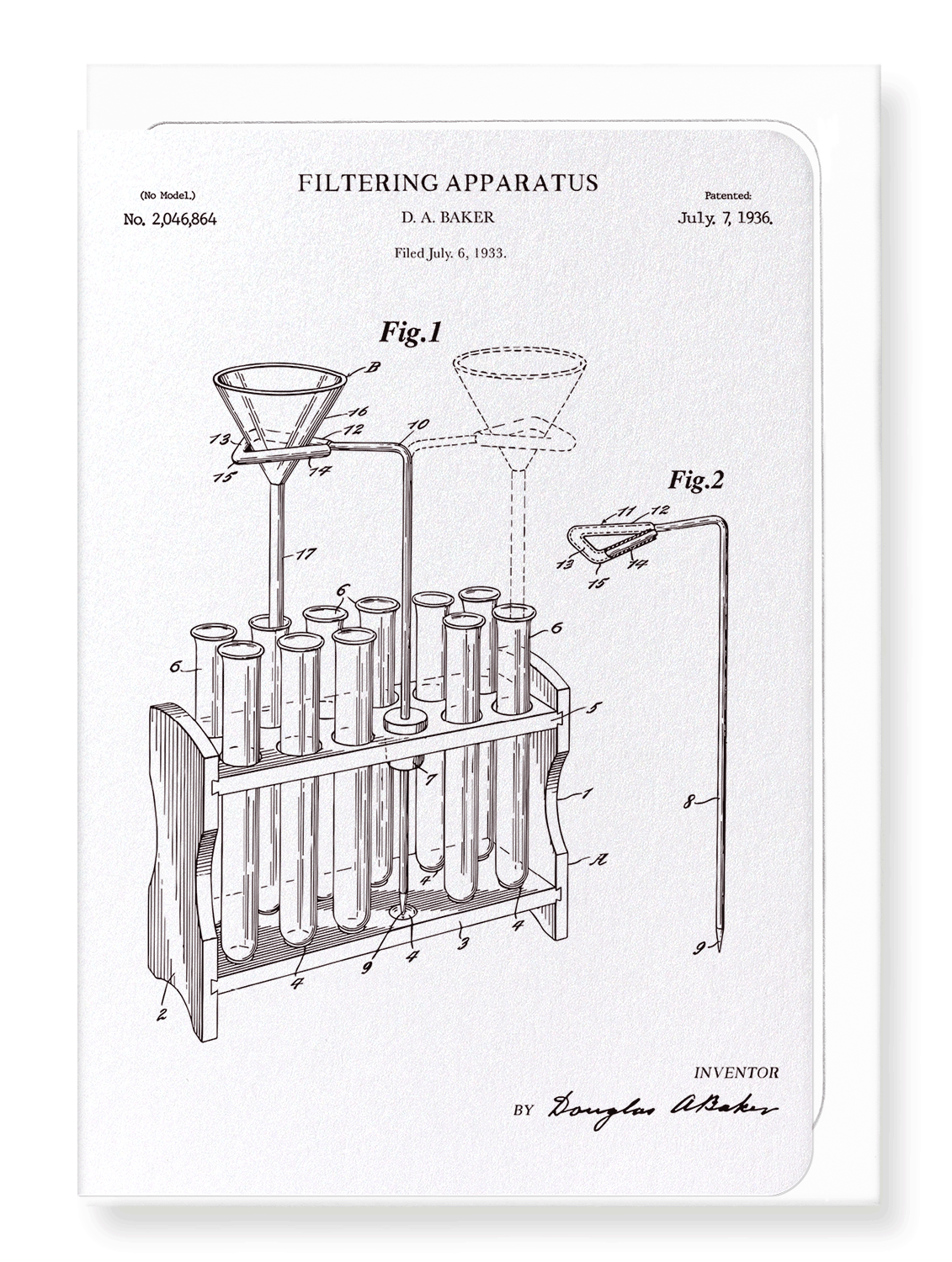 Ezen Designs - Patent of filtering apparatus (1936) - Greeting Card - Front