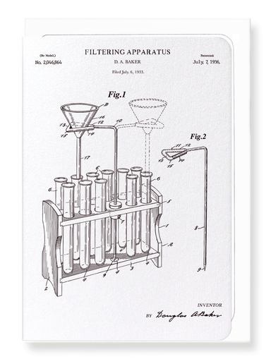 Ezen Designs - Patent of filtering apparatus (1936) - Greeting Card - Front